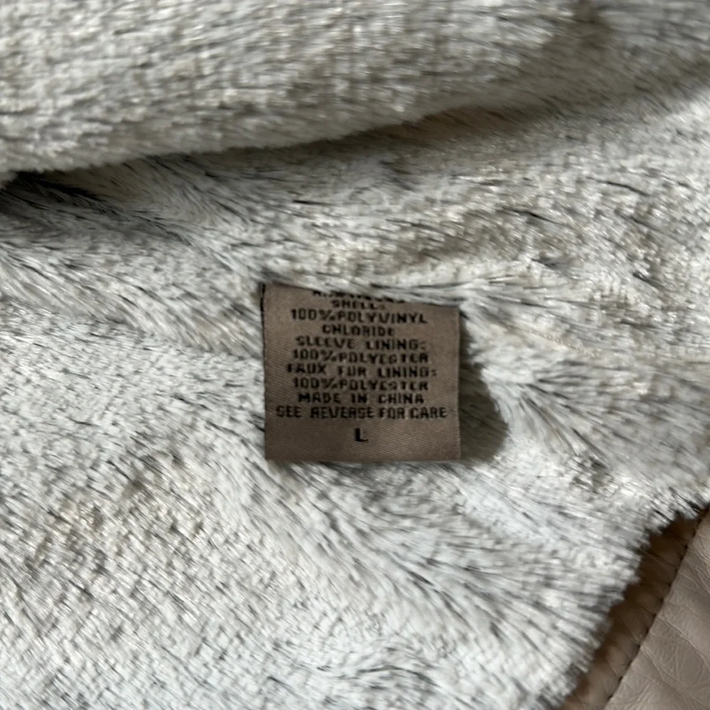 Vegan Leather Faux Fur Lined Moto - Picture 3 of 8